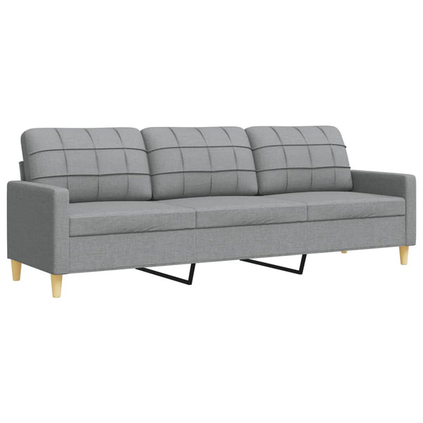 vidaXL 3-Piece Sofa Set with Throw Pillows Light Gray Fabric