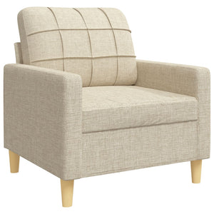 3-tlg. Sofagarnitur Creme Stoff mit Kissen