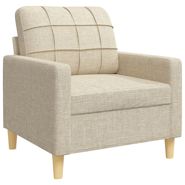 3-tlg. Sofagarnitur Creme Stoff mit Kissen
