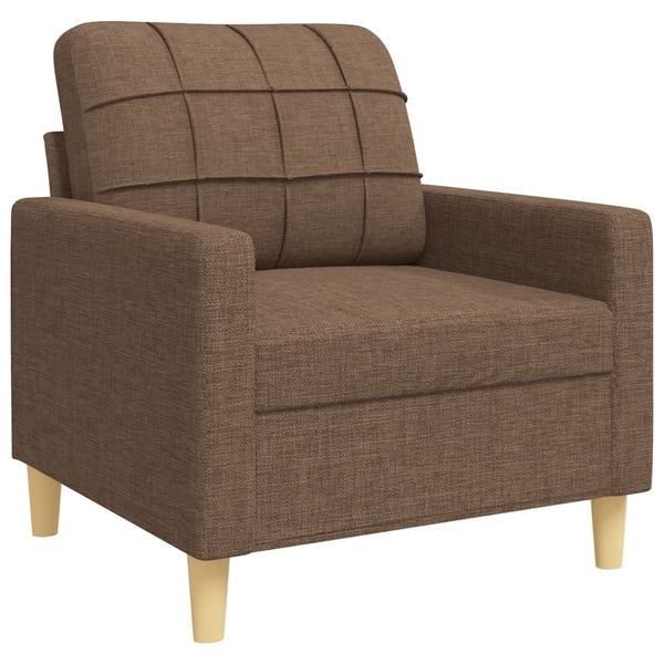 vidaXL 3-Piece Sofa Set with Throw Pillows Brown Fabric
