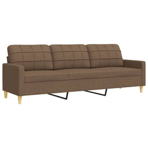 vidaXL 3-Piece Sofa Set with Throw Pillows Brown Fabric
