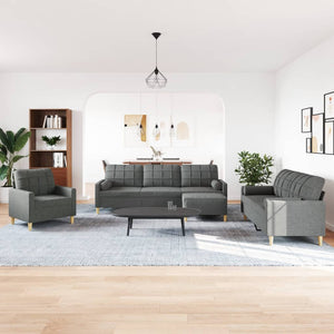 4-tlg. Sofagarnitur Dunkelgrau mit Hocker
