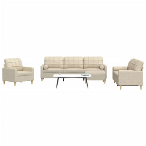 4-tlg. Sofagarnitur Creme mit Hocker