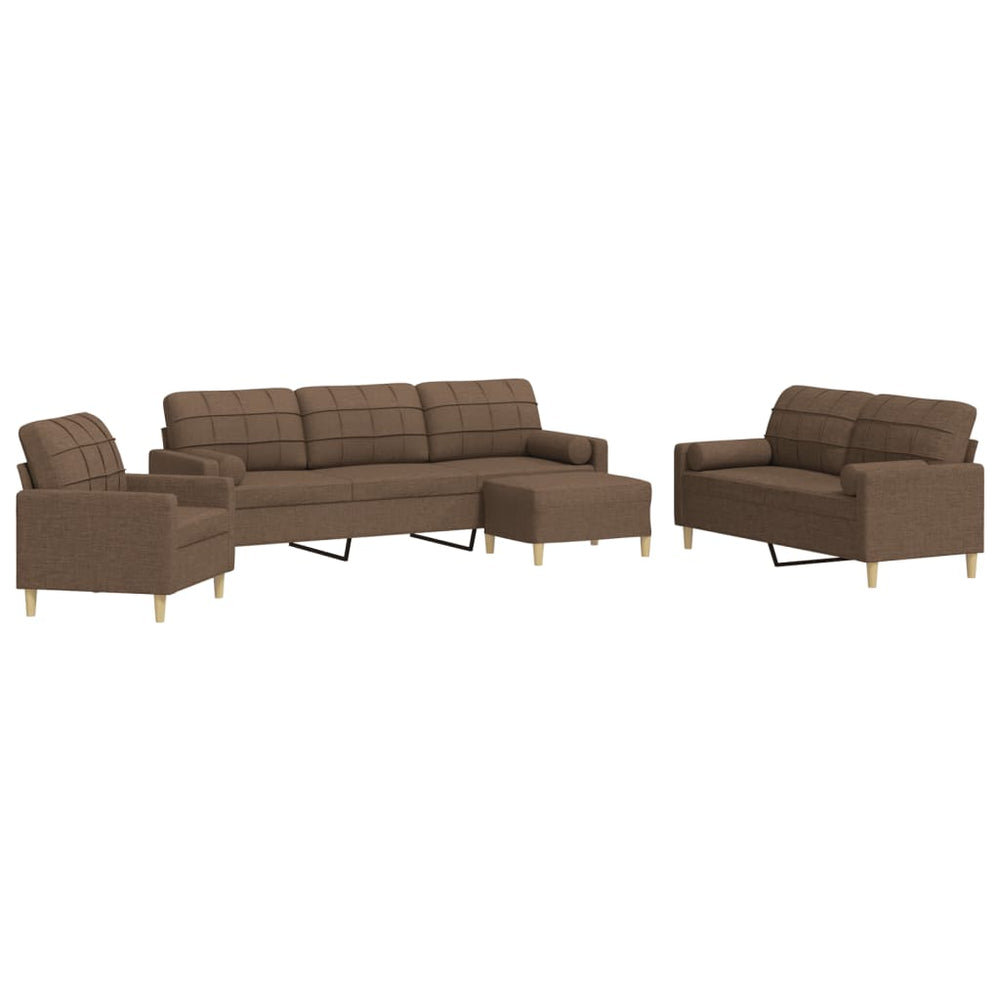 4-tlg. Sofagarnitur Braun mit Hocker