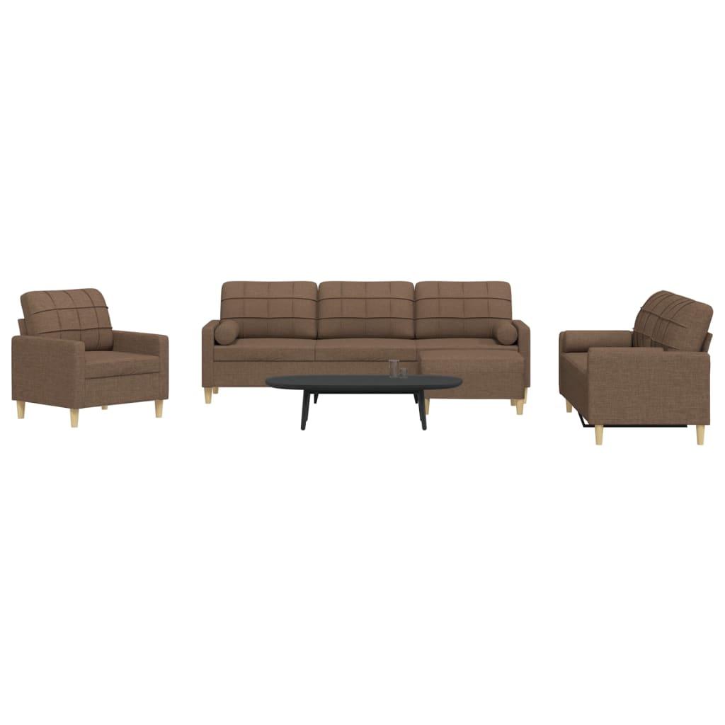 4-tlg. Sofagarnitur Braun mit Hocker