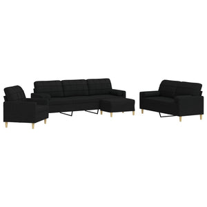Schwarze 4-teilige Sofagarnitur mit Hocker