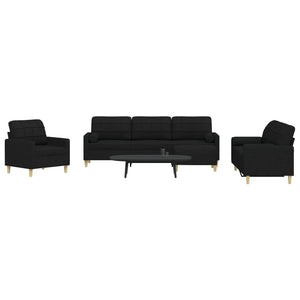 Schwarze 4-teilige Sofagarnitur mit Hocker