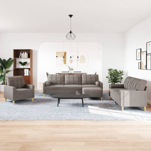 4-teilige Sofagarnitur Taupe mit Hocker