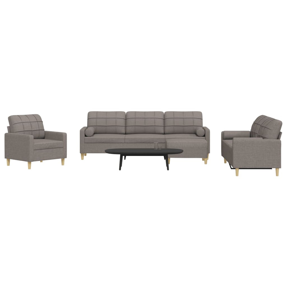 4-teilige Sofagarnitur Taupe mit Hocker