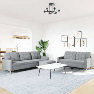 3-tlg. Sofagarnitur mit Hocker, Hellgrau