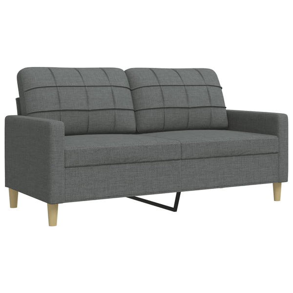 3-tlg. Sofagarnitur mit Hocker, Dunkelgrau