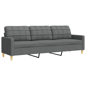 3-tlg. Sofagarnitur mit Hocker, Dunkelgrau