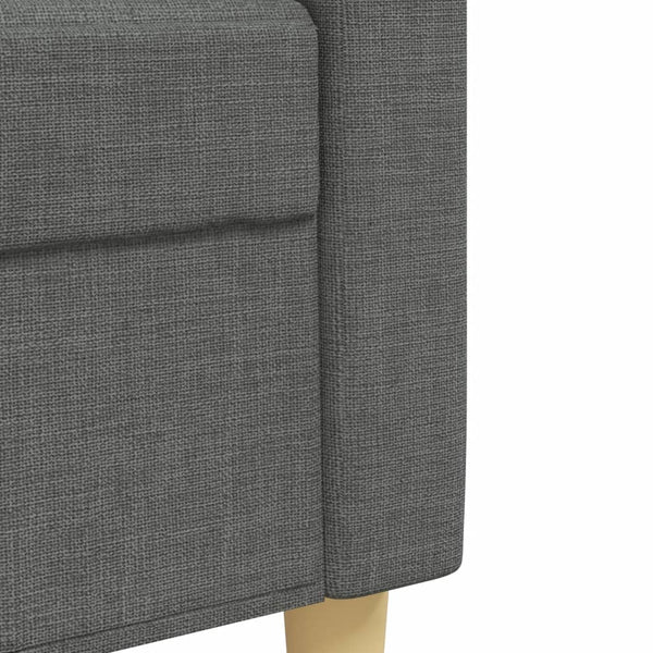 3-tlg. Sofagarnitur mit Hocker, Dunkelgrau
