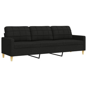 3-teilige Sofagarnitur mit Hocker, Schwarz