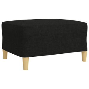 3-teilige Sofagarnitur mit Hocker, Schwarz