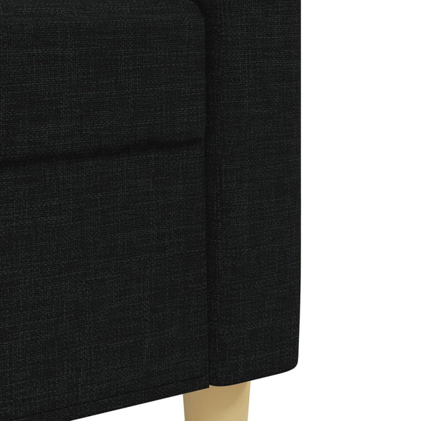 3-teilige Sofagarnitur mit Hocker, Schwarz