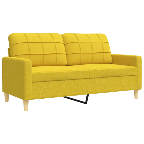 3-tlg. Hellgelbe Sofagarnitur mit Hocker