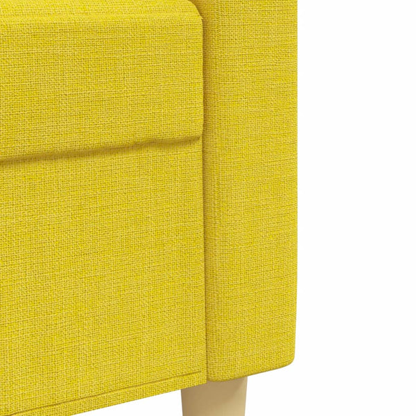 3-tlg. Hellgelbe Sofagarnitur mit Hocker