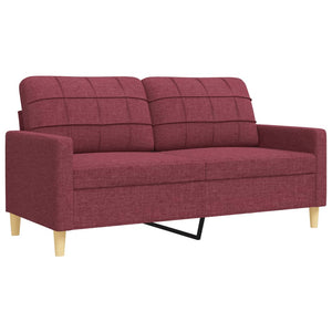 3-tlg. Sofagarnitur mit Hocker, Weinrot
