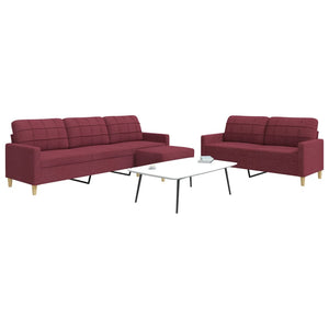 3-tlg. Sofagarnitur mit Hocker, Weinrot