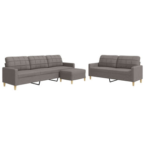 3-teilige Sofagarnitur mit Hocker, Taupe