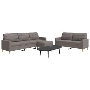 3-teilige Sofagarnitur mit Hocker, Taupe