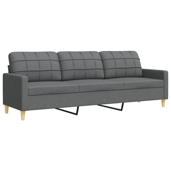 vidaXL 2-Piece Sofa Set with Throw Pillows Dark Grey Fabric