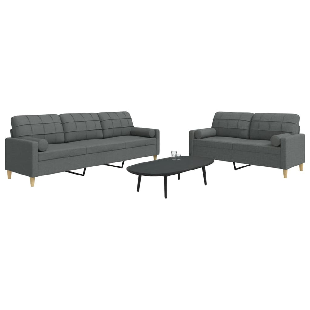 2-teilige Sofagarnitur Dunkelgrau mit Kissen