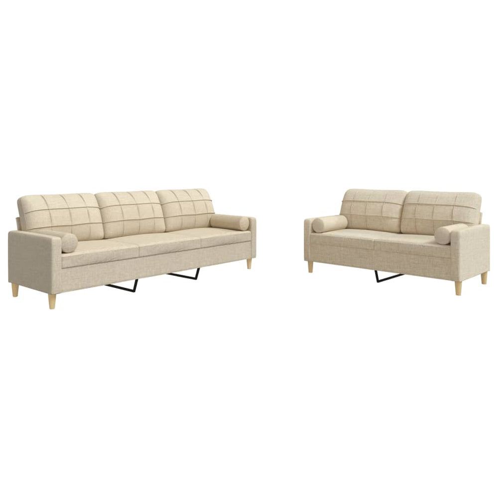 2-teilige Sofagarnitur Creme Stoff