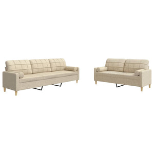 2-teilige Sofagarnitur Creme Stoff