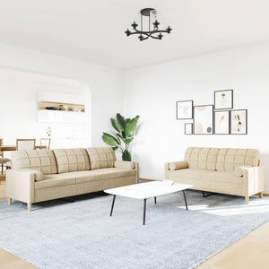 2-teilige Sofagarnitur Creme Stoff