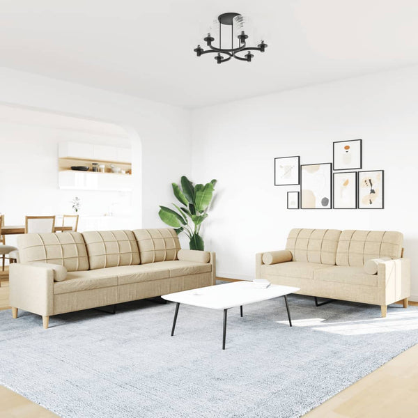 2-teilige Sofagarnitur Creme Stoff