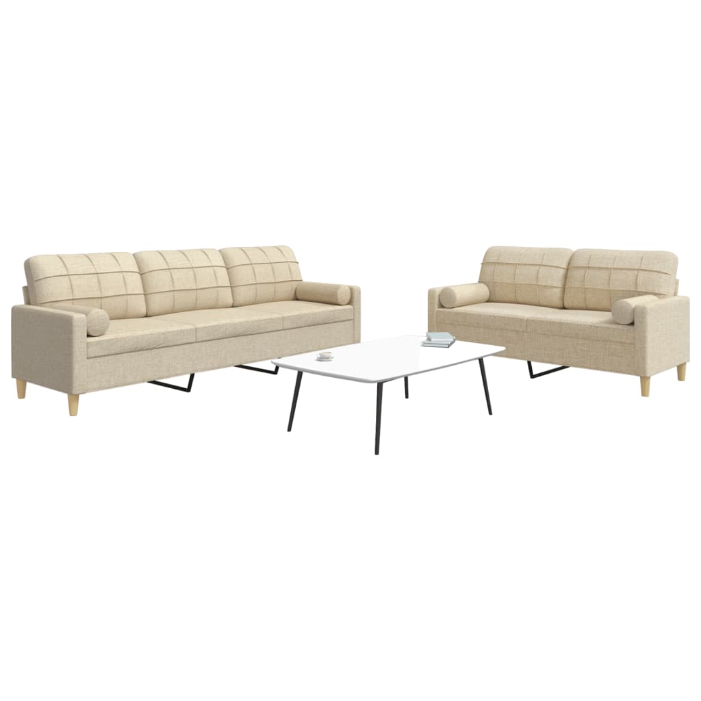 2-teilige Sofagarnitur Creme Stoff