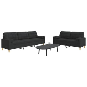 2-teilige Sofagarnitur mit Kissen, Schwarz
