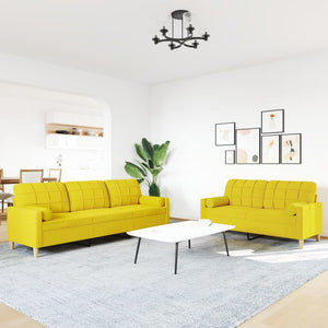 Hellgelbes 2-tlg. Sofa-Set mit Kissen