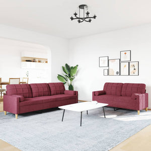vidaXL Ensemble de canapés 2 pièces avec coussins décoratifs Tissu Rouge bordeaux