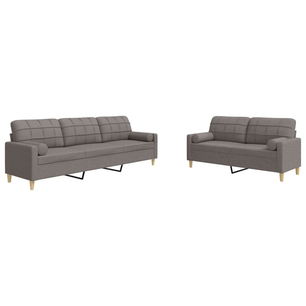 2-teilige Sofagarnitur Taupe mit Kissen