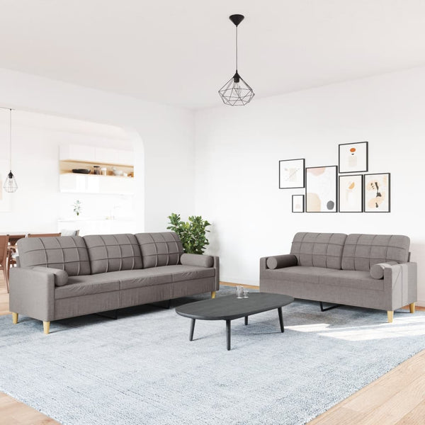 2-teilige Sofagarnitur Taupe mit Kissen