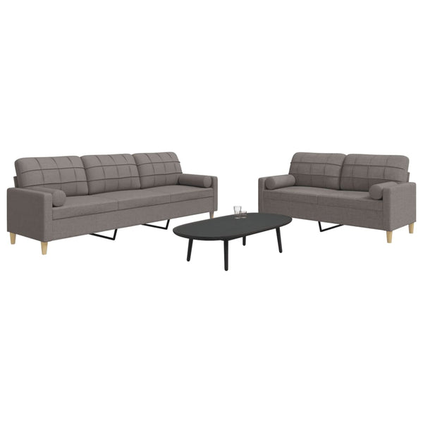 2-teilige Sofagarnitur Taupe mit Kissen