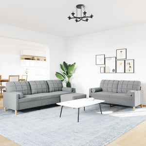 3-tlg. Sofagarnitur Hellgrau mit Hocker