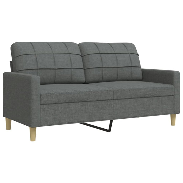 3-tlg. Sofagarnitur Dunkelgrau mit Hocker