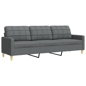 3-tlg. Sofagarnitur Dunkelgrau mit Hocker