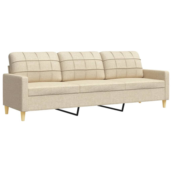 3-tlg. Creme Stoff Sofagarnitur mit Hocker