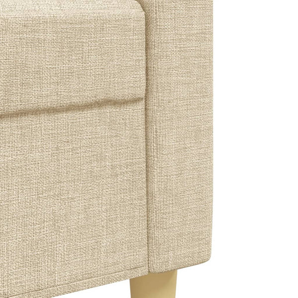 3-tlg. Creme Stoff Sofagarnitur mit Hocker