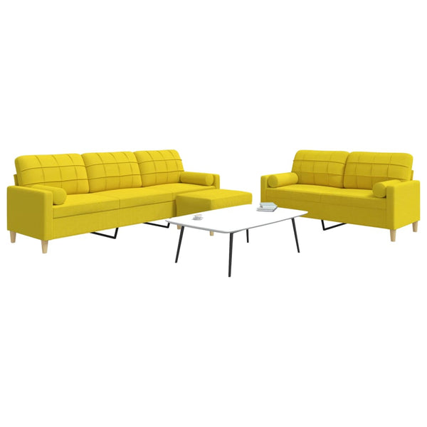 3-tlg. Sofagarnitur Hellgelb mit Hocker