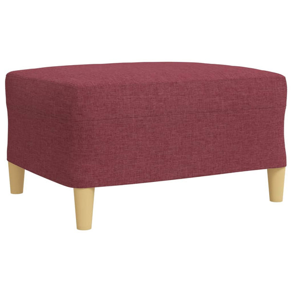 3-tlg. Sofagarnitur Weinrot mit Hocker & Kissen