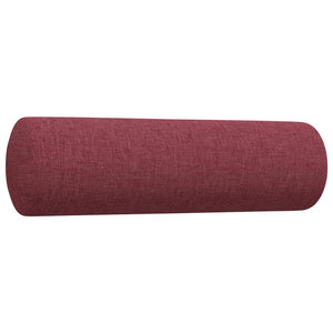 3-tlg. Sofagarnitur Weinrot mit Hocker & Kissen