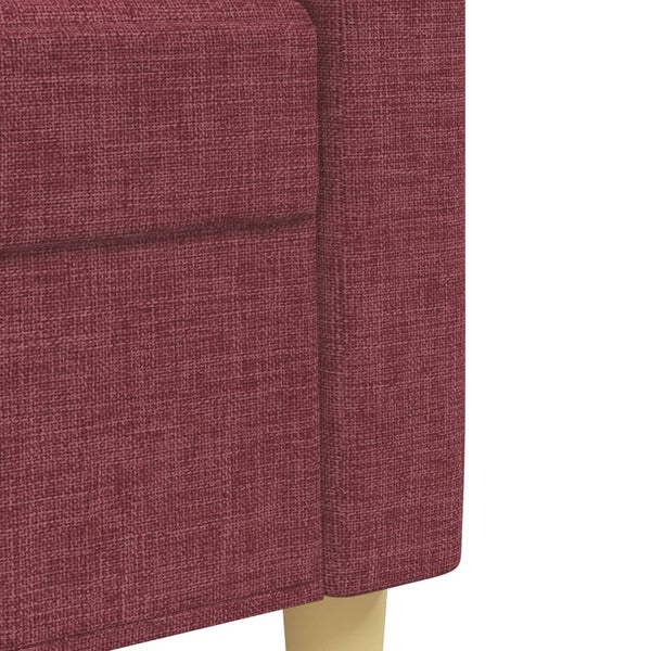 3-tlg. Sofagarnitur Weinrot mit Hocker & Kissen