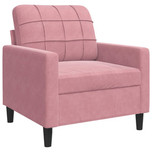 3-tlg. Sofagarnitur Rosa Samt mit Kissen
