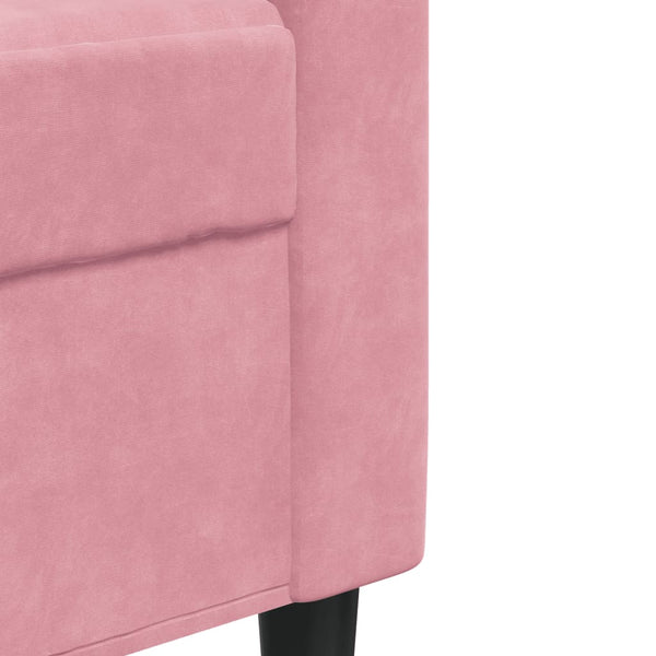 3-tlg. Sofagarnitur Rosa Samt mit Kissen